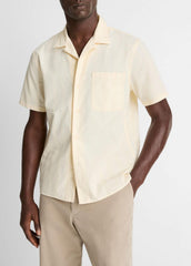 Union Stripe Cotton Short-Sleeve Loop-Collar Shirt in Short Sleeve | Vince sale