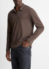 Milano Pima Cotton-Blend Johnny-Collar Shirt in Long Sleeve | Vince sale