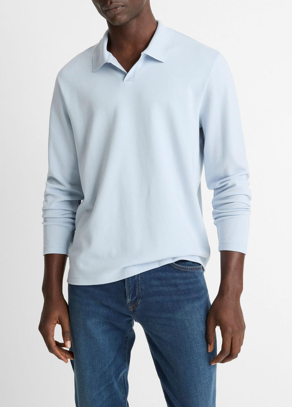 Milano Pima Cotton-Blend Johnny-Collar Shirt in Long Sleeve | Vince near me