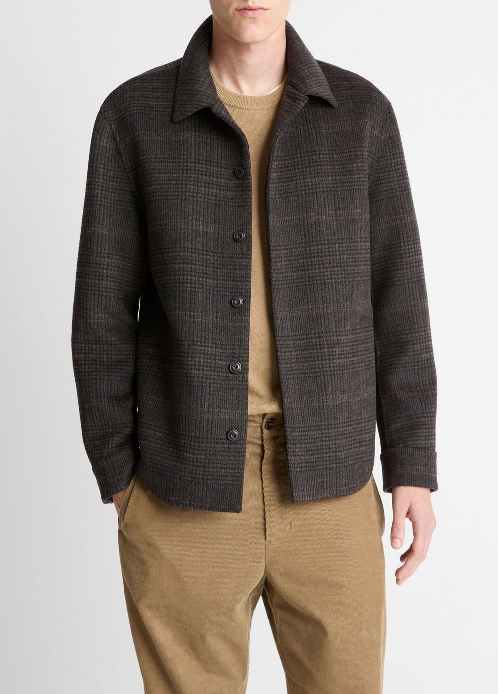 Plaid Splittable Wool-Blend Shirt Jacket in Shirt Jackets | Vince outlet