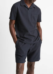 Seersucker-Knit Stretch-Cotton Short-Sleeve Johnny-Collar Shirt in Short Sleeve | Vince for sale