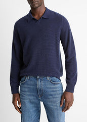 Feed Stripe Plush Cashmere Johnny-Collar Sweater in Cashmere | Vince Online