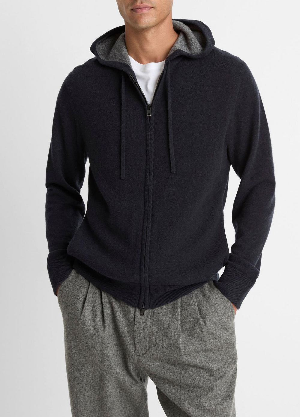 Cashmere Zip-Front Hoodie in Cashmere | Vince US