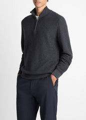 Geo-Jacquard Wool-Blend Quarter-Zip Sweater in Quarter Zip | Vince on sale