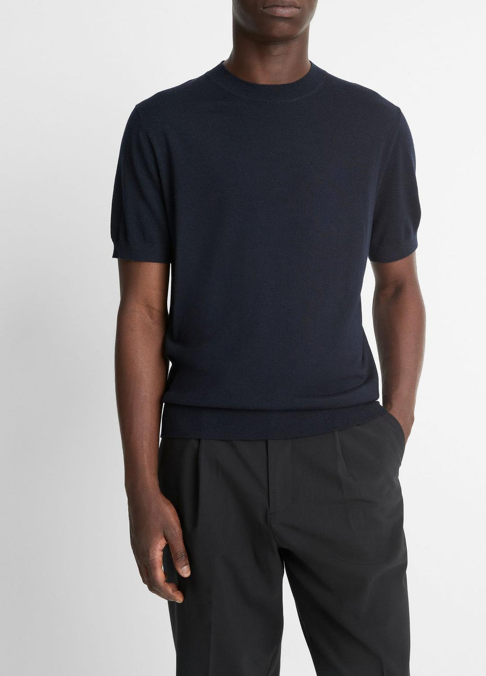 Featherweight Merino Wool-Cashmere Short-Sleeve Sweater in Crew Neck | Vince sale