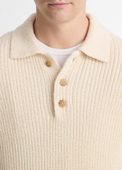 Shaker Italian Cotton-Blend Polo Sweater in Sweaters | Vince US