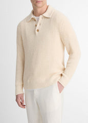 Shaker Italian Cotton-Blend Polo Sweater in Sweaters | Vince US