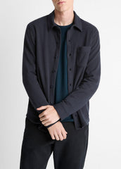 Knit Cotton-Blend Button-Front Shirt in Long Sleeve | Vince sale