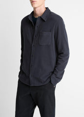 Knit Cotton-Blend Button-Front Shirt in Long Sleeve | Vince sale