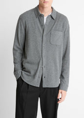 Knit Cotton-Blend Button-Front Shirt in Long Sleeve | Vince on sale