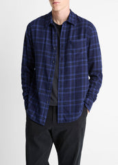 Big Horn Plaid Cotton Button-Front Shirt in Long Sleeve | Vince US