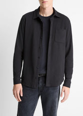 Knit Cotton-Blend Button-Front Shirt in Long Sleeve | Vince discount