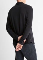 Knit Cotton-Blend Button-Front Shirt in Long Sleeve | Vince discount