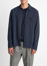 Sueded Cotton Jersey Button-Front Shirt in Long Sleeve | Vince outlet