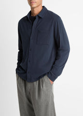 Sueded Cotton Jersey Button-Front Shirt in Long Sleeve | Vince outlet