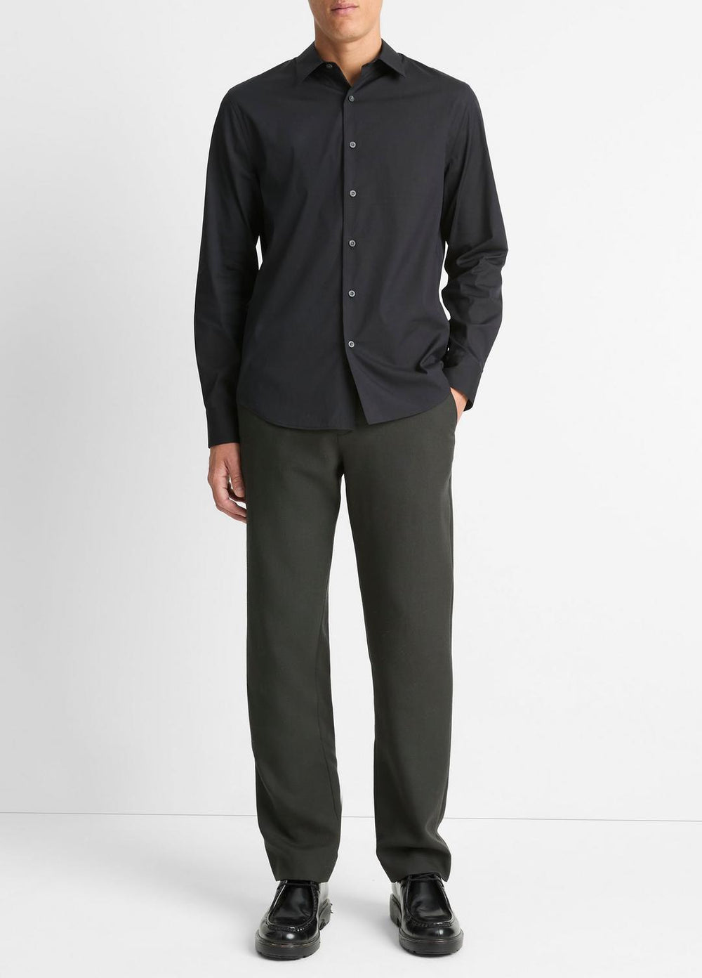 Stretch-Cotton Poplin Shirt in Long Sleeve | Vince for sale