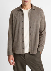 Houndstooth Cotton-Blend Button-Front Shirt in Long Sleeve | Vince on sale
