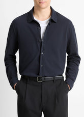 Cotton Piqué Button-Front Shirt in Long Sleeve | Vince US