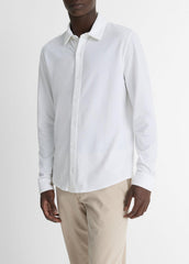Cotton Piqué Button-Front Shirt in Long Sleeve | Vince Online