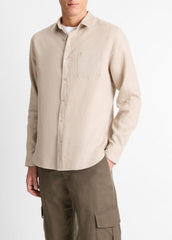 Linen Long-Sleeve Shirt in Long Sleeve | Vince on sale
