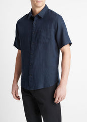 Linen Short-Sleeve Shirt in Short Sleeve | Vince US