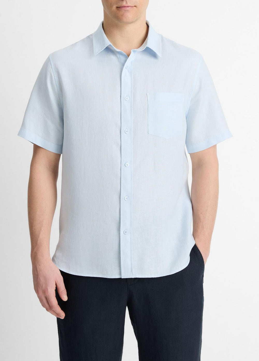 Linen Short-Sleeve Shirt in Short Sleeve | Vince near me