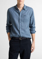 Linen Long-Sleeve Shirt in Long Sleeve | Vince for sale