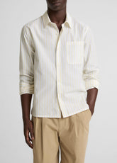 Striped Cotton-Blend Poplin Button-Front Shirt in Long Sleeve | Vince outlet