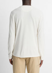 Micro-Waffle Pima Cotton Double-Collar Long-Sleeve T-Shirt in Long Sleeve | Vince US