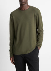 Micro-Waffle Pima Cotton Double-Collar Long-Sleeve T-Shirt in Long Sleeve | Vince Online
