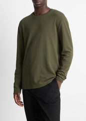 Micro-Waffle Pima Cotton Double-Collar Long-Sleeve T-Shirt in Long Sleeve | Vince Online