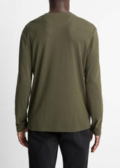 Micro-Waffle Pima Cotton Double-Collar Long-Sleeve T-Shirt in Long Sleeve | Vince Online