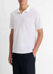 Cotton-Blend Johnny-Collar Polo Shirt in Short Sleeve | Vince for sale