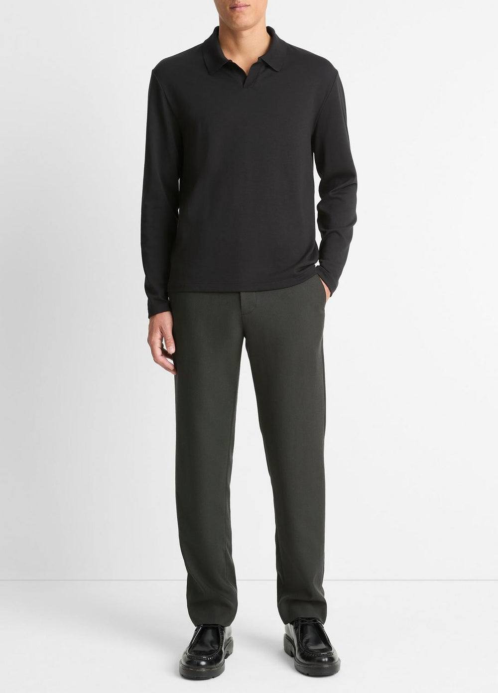 Milano Pima Cotton-Blend Johnny-Collar Shirt in Long Sleeve | Vince near me