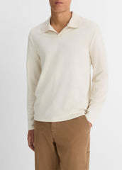 Milano Pima Cotton-Blend Johnny-Collar Shirt in Long Sleeve | Vince US