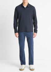Milano Pima Cotton-Blend Johnny-Collar Shirt in Long Sleeve | Vince Online