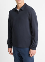 Milano Pima Cotton-Blend Johnny-Collar Shirt in Long Sleeve | Vince Online