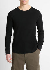 Pima Cotton-Blend Thermal Long-Sleeve Pullover in Long Sleeve | Vince US