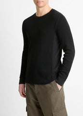 Pima Cotton-Blend Thermal Long-Sleeve Pullover in Long Sleeve | Vince US