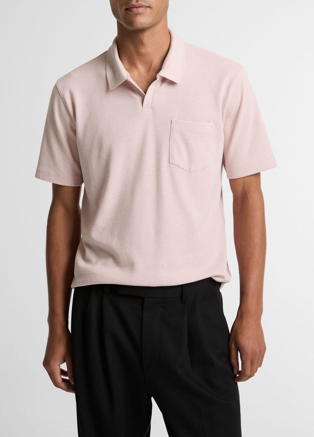 Cotton-Blend Johnny-Collar Polo Shirt in Henleys & Polos | Vince outlet
