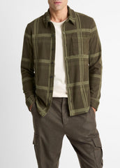 Plaid Cotton-Blend Shirt Jacket in Shirt Jackets | Vince for sale