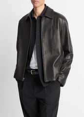 Leather Zip-Up Jacket in Leather Jackets | Vince US
