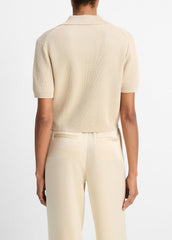Ribbed Silk-Cotton Polo Sweater in Sweaters | Vince outlet