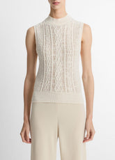 Cable Cotton-Blend Double-Layer Shell in Sweaters | Vince for sale