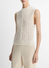Cable Cotton-Blend Double-Layer Shell in Sweaters | Vince for sale