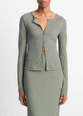 Cotton Crepe Jersey Cardigan in Shirts & Tees | Vince discount