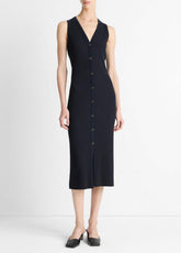 Ribbed Cotton-Blend Button-Front Dress in Dresses & Skirts | Vince on sale