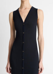 Ribbed Cotton-Blend Button-Front Dress in Dresses & Skirts | Vince on sale