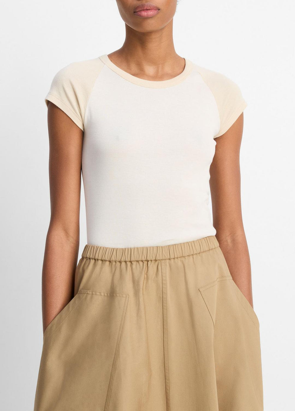 Colorblock Pima Cotton Raglan T-Shirt in Shirts & Tees | Vince US