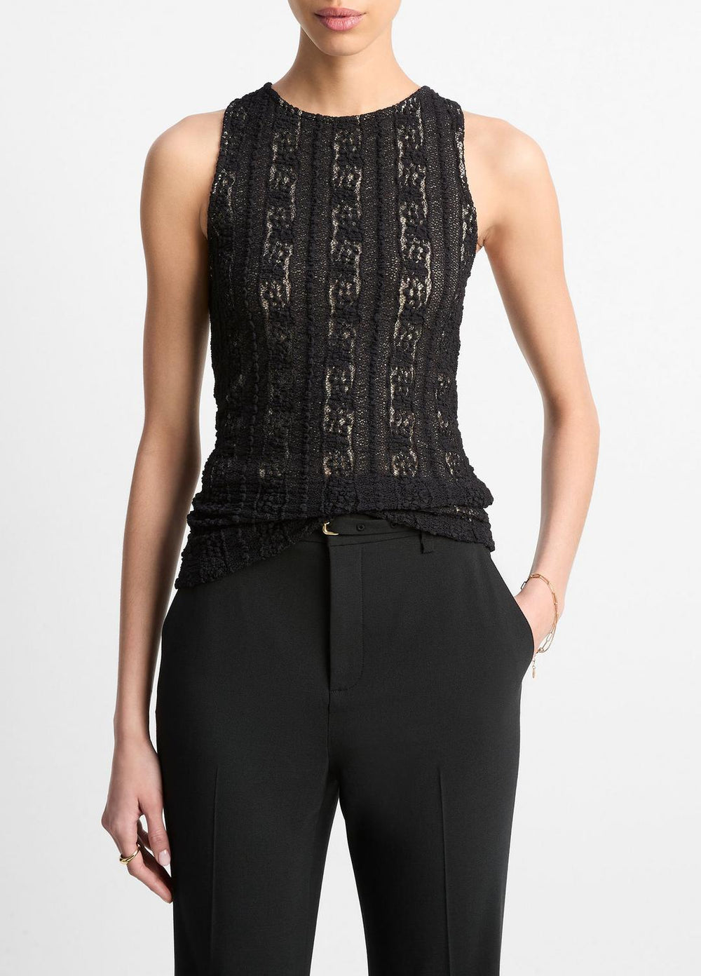 Smocked Lace Shell in Shirts & Tees | Vince Online